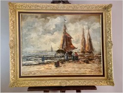 Rozładunek krabów - Jean Coune (1900-1963) Certyfikat!