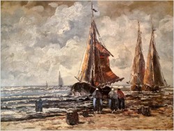 Rozładunek krabów - Jean Coune (1900-1963) Certyfikat!