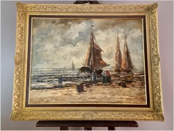 Rozładunek krabów - Jean Coune (1900-1963) Certyfikat!