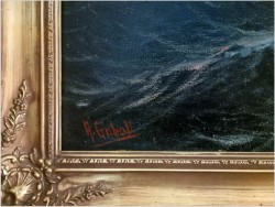 Pięciomasztowy żaglowiec w wieczornym blasku - Alfred Gabali *1886