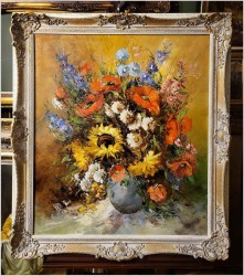 Dobre malarstwo! Bukiet kwiatów w wazonie - Ewald Hess *1918