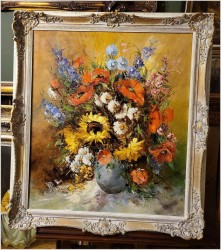 Dobre malarstwo! Bukiet kwiatów w wazonie - Ewald Hess *1918