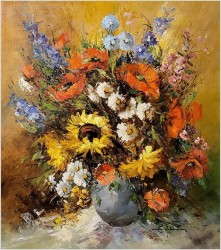 Dobre malarstwo! Bukiet kwiatów w wazonie - Ewald Hess *1918