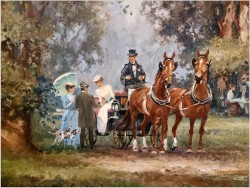 Wspaniały obraz olejny! Piknik w parku - H.G Kiesel *1941 Nürnberg