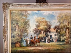 Wspaniały obraz olejny! Piknik w parku - H.G Kiesel *1941 Nürnberg