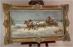 Duża panorama olejna! Pędząca trojka | Willy Franken (1911-1984)