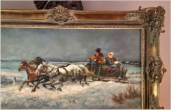 Duża panorama olejna! Pędząca trojka | Willy Franken (1911-1984)