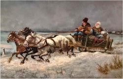 Duża panorama olejna! Pędząca trojka | Willy Franken (1911-1984)