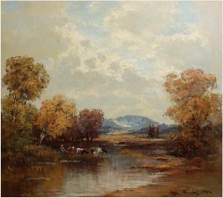 PEJZAŻ Z KROWAMI, RANDOLF WEHN 1911r.- CERTYFIKAT!