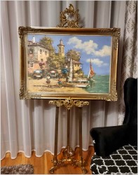 Styl rokoko! Sztaluga mosiężna do obrazów - Włochy 1950 r. | 180cm.