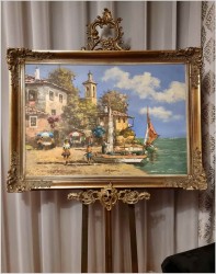 Styl rokoko! Sztaluga mosiężna do obrazów - Włochy 1950 r. | 180cm.