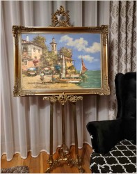 Styl rokoko! Sztaluga mosiężna do obrazów - Włochy 1950 r. | 180cm.