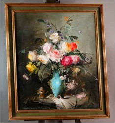 Pałacowe malarstwo! Kwiaty w wazonie - Kömpöczy Balogh Endre (Hungary 1911-1977)