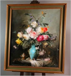 Pałacowe malarstwo! Kwiaty w wazonie - Kömpöczy Balogh Endre (Hungary 1911-1977)