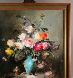 Pałacowe malarstwo! Kwiaty w wazonie - Kömpöczy Balogh Endre (Hungary 1911-1977)