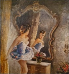 Pałacowe Malarstwo! Baletnica przed lustrem - Heinz Ludwig Münnich (1921-1978) 