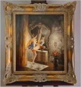 Pałacowe Malarstwo! Baletnica przed lustrem - Heinz Ludwig Münnich (1921-1978) 