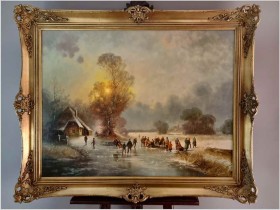 Zimowy pejzaż ze sztafażem | Gottfried Freyer  *1945 | Rozmiar XXXL!