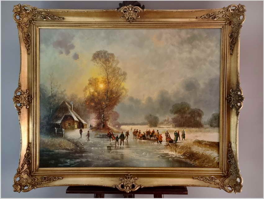 Zimowy pejzaż ze sztafażem | Gottfried Freyer *1945 | Rozmiar XXXL!