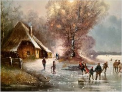 Zimowy pejzaż ze sztafażem | Gottfried Freyer *1945 | Rozmiar XXXL!