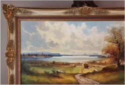 Panoramiczny obraz olejny! Sianokosy - Helmut Stadelhofer *1914