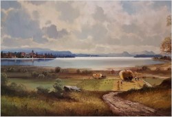 Panoramiczny obraz olejny! Sianokosy - Helmut Stadelhofer *1914