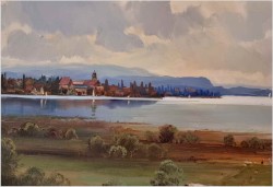 Panoramiczny obraz olejny! Sianokosy - Helmut Stadelhofer *1914