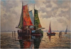 Mega Rarytas! Rybacy na Weneckiej lagunie - Carol Spree *1907