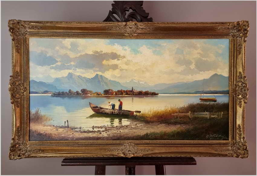Rybacy na jeziorze Chiemsee - Helmuth Stadelhofer (1914-1979)