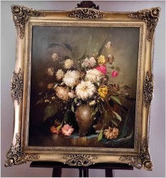 Pałacowe malarstwo! Kwiaty w wazonie -Sygn. Horrat (Germany XXw.)