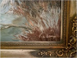 Rarytas! Zimowy pejzaż z dzikami - W.v.Kamp (120cm X 90cm)