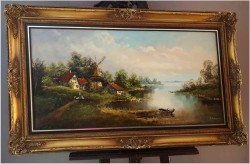 Panoramiczny Pejzaż z Wiatrakiem - R. Sandner (Germany XX w.)