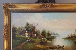 Panoramiczny Pejzaż z Wiatrakiem - R. Sandner (Germany XX w.)