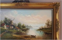 Panoramiczny Pejzaż z Wiatrakiem - R. Sandner (Germany XX w.)