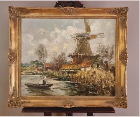 Rarytas! Krajobraz z wiatrakiem - Harry Haerendel (1896 - 1991)