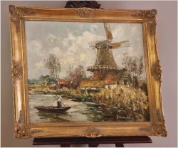 Rarytas! Krajobraz z wiatrakiem - Harry Haerendel (1896 - 1991)