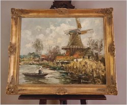 Rarytas! Krajobraz z wiatrakiem - Harry Haerendel (1896 - 1991)