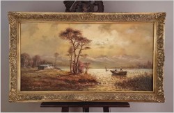 Obraz olejny w panoramie! Zachód słońca - Carol spree  *1907