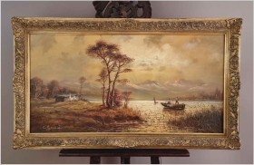 Obraz olejny w panoramie! Zachód słońca - Carol spree  *1907