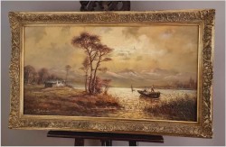 Obraz olejny w panoramie! Zachód słońca - Carol spree  *1907