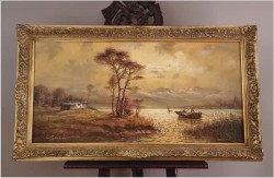 Obraz olejny w panoramie! Zachód słońca - Carol spree  *1907