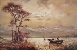 Obraz olejny w panoramie! Zachód słońca - Carol spree  *1907