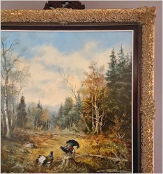 Myśliwskie Malarstwo! Głuszce na leśnej polanie - Otto Riedel *1906