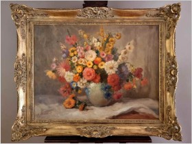 Malarstwo aukcyjne! Kwiaty w wazonie - Theodor Becher *1889