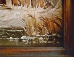 Scena zimowa z postaciami na lodzie - W.E. van Rolland (Maastricht *1926)