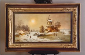 Scena zimowa z dziećmi na lodzie - Jörg Sörensen (Helsinki 1910 geb.)