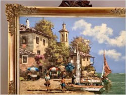 Obraz śródziemnomorski! Jezioro Garda - Henry Housier (French *1905)