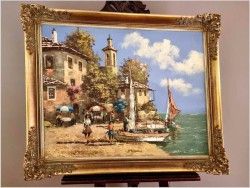 Obraz śródziemnomorski! Jezioro Garda - Henry Housier (French *1905)