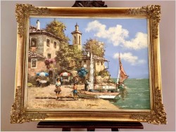 Obraz śródziemnomorski! Jezioro Garda - Henry Housier (French *1905)