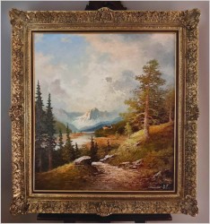 Krajobraz z widokiem na rzekę Inn w Tyrolu - Gustaw Weiss/Guwe